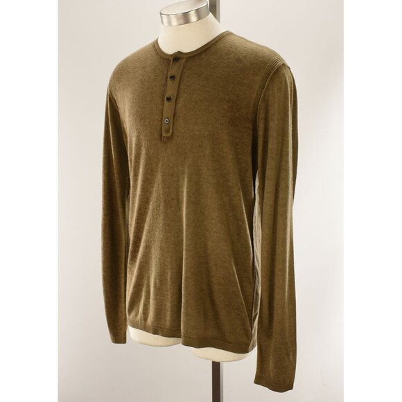 JOHN VARVATOS Chestnut CHRISTIE Silk Cashmere Henley Sweater MEDIUM NWT